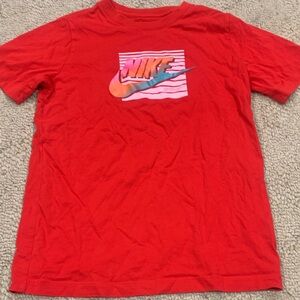 Nike Red Tee with Multicolor Logo